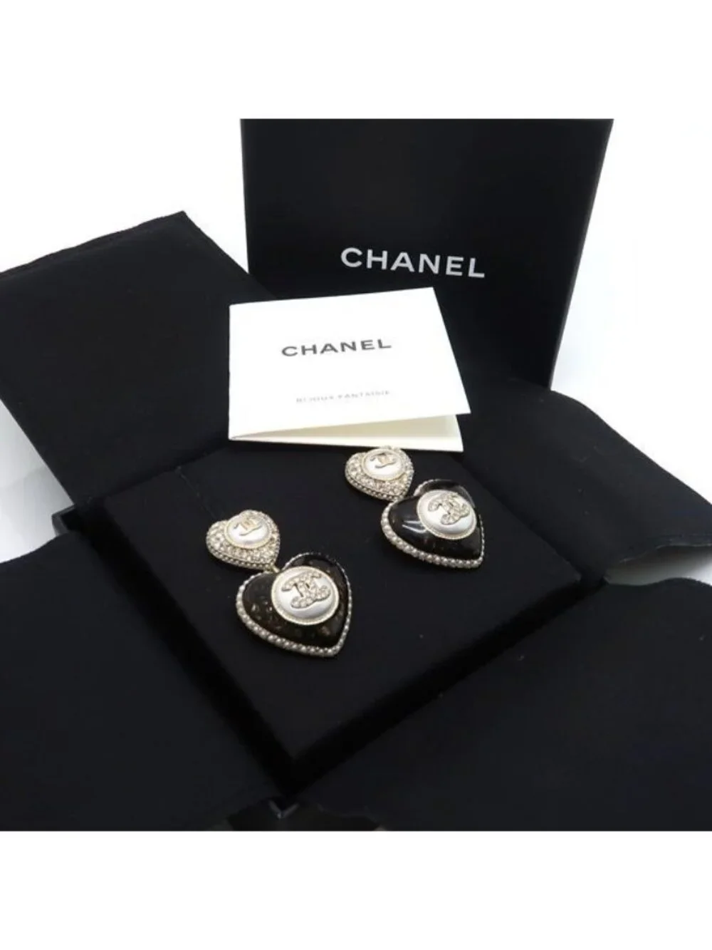 Chanel Ab9394 Heart B22 B Coco Mark Faux Pearl Rhinestone